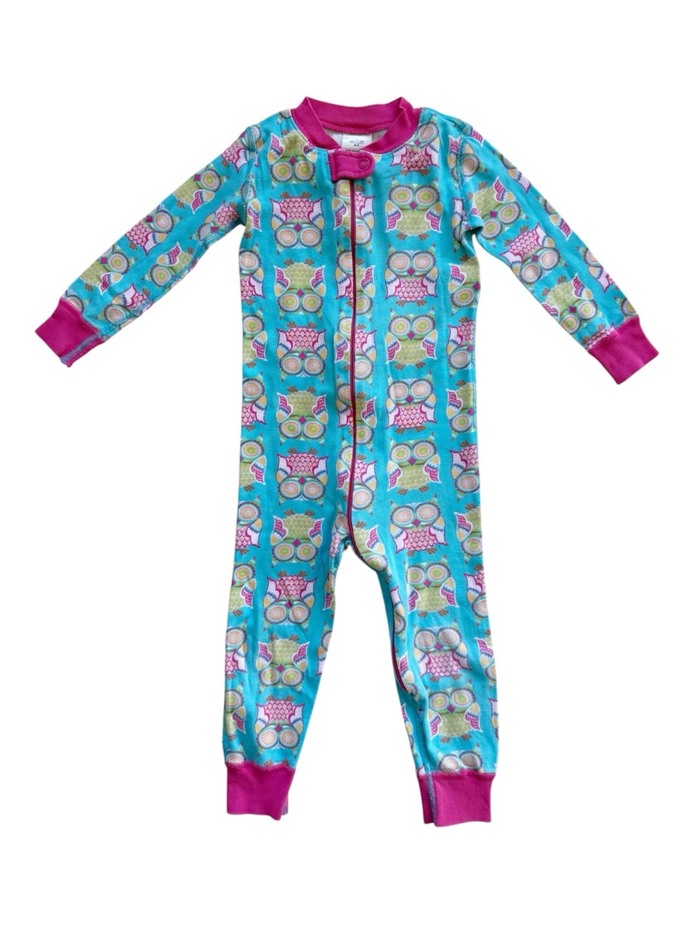 Hanna Andersson Owl Zip Up Sleeper size 3